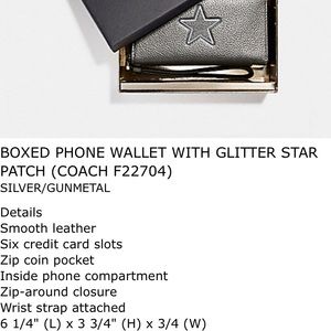 COACH wristlet w/ glitter star patch